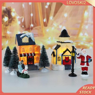 [Lovoski2] บ้านหมู่บ้านคริสต์มาส พร้อมฟิกเกอร์เรซิ่น DIY สําหรับวันหยุด