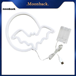 &lt;moonback&gt; ป้ายไฟนีออน Led รูปค้างคาวฮาโลวีน ใช้แบตเตอรี่ Usb สําหรับตกแต่งผนัง