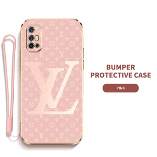 Ybd LV เคสโทรศัพท์ ซิลิกาเจล พร้อมสายคล้อง บาง ป้องกันเลนส์ สําหรับ Vivo V17 V19 Neo