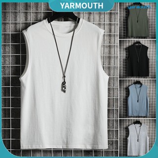 Yyr--เสื้อยืดแขนกุด คอกลม ทรงหลวม สีพื้น สไตล์เรียบง่าย เหมาะกับฤดูร้อน สําหรับผู้ชาย