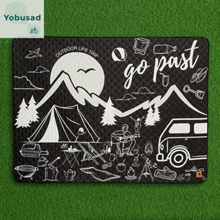 [Yobusad.th] ผ้าห่มปิกนิก พิมพ์ลาย ขนาด 200x150 ซม. พร้อมสายคล้อง สําหรับตั้งแคมป์