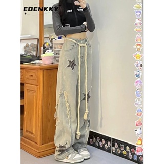 EOENKKY  กางเกงขายาว กางเกงยีสน์ผู้หญิง ทรงหลวม ๆ ตรง Retro Hip Hop Pants 2023 NEW Style  ทันสมัย สวยงาม Trendy ทันสมัย A27L0AG 36Z230909