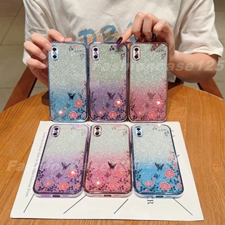 เคสโทรศัพท์ซิลิโคน TPU แบบนิ่ม ลายดอกไม้ กันกระแทก ไล่โทนสี สําหรับ iPhone XS Max X XR 7 8 6 6s SE2 SE3 SE 2020 2022