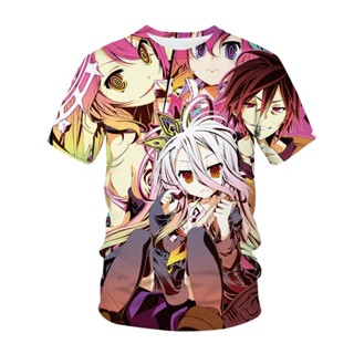 เสื้อยืด พิมพ์ลายอนิเมะ No Game No Life แฟชั่นสตรีท