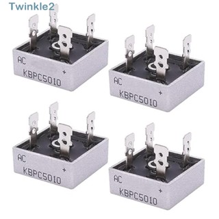 Twinkle วงจรเรียงกระแสเต็มคลื่นแบบเฟสเดียว สะพานสี่เหลี่ยม 50A 1000V AC เป็น DC KBPC5010 4 ชิ้น