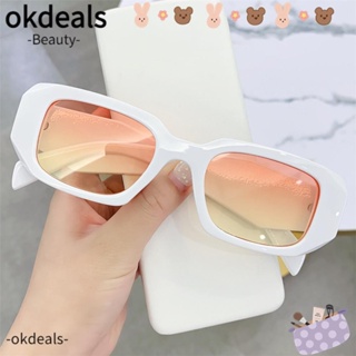 OKDEALS แว่นตากันแดด ทรงสี่เหลี่ยมผืนผ้า ป้องกันรังสียูวี กรอบสี่เหลี่ยม สไตล์เรโทร