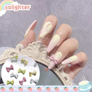 SOLIGHTER เครื่องประดับตกแต่งเล็บ สีแคนดี้ 12 ชิ้น|โบว์ผูกเล็บ อุปกรณ์เสริม สําหรับตกแต่งเล็บ