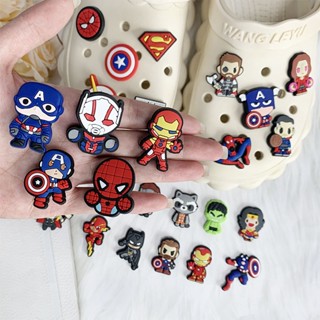 เข็มกลัด รูปกัปตันอเมริกา Jibbitz Croc Iron Man Marvel Jibits Charm Batman Superman น่ารัก สําหรับเด็ก