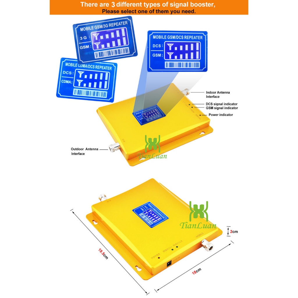 เครื่องทวนสัญญาณ 5 1 8 7 3 CDMA 850MHz GSM 900MHz UMTS W-CDMA 2100MHz DCS 1800MHz LTE 2600MHz 2G 3G 4G พร้อมพาวเวอร์ซัพพลาย