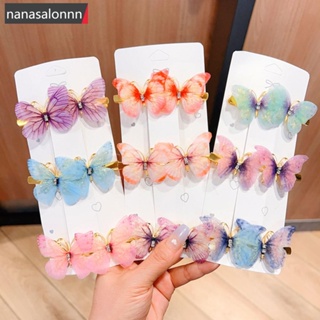 Nanasn| กิ๊บติดผม รูปผีเสื้อน่ารัก 3D สีแคนดี้ แฟชั่นเรียบง่าย สําหรับเด็ก 6 ชิ้น ต่อชุด E4H3