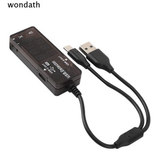 Wonda เครื่องตรวจจับที่ชาร์จโทรศัพท์มือถือ Type-C PD ทองแดง 3.2-30V พลาสติก ทนทาน 0-5A จอแสดงผลคู่ USB แรงดันไฟฟ้า และมิเตอร์วัดกระแสไฟฟ้า