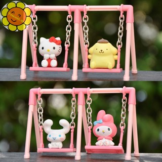 Yescont ฟิกเกอร์ ลาย Hello Kitty Cinnamoroll Melody Pom Pom Purin Play On The Swing Gashapon Sanrio สําหรับของขวัญ