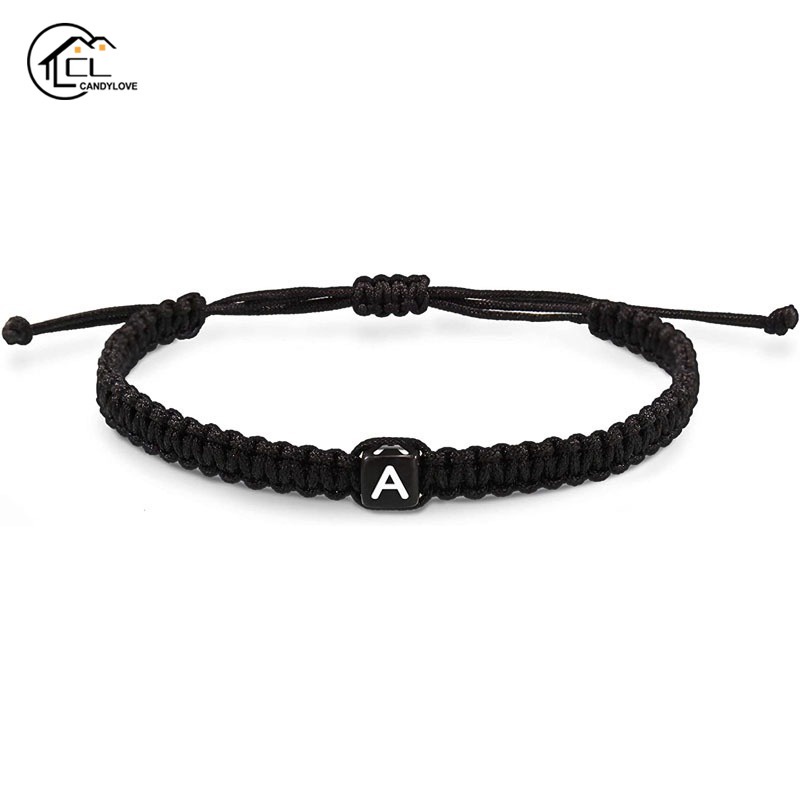 สร้อยข้อมือเชือกถัก ลายตัวอักษร 26 ตัว ปรับได้ ของขวัญวันแม่ สําหรับผู้หญิง วัยรุ่น คู่รัก