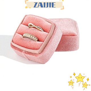 Zaijie24 กล่องเก็บเครื่องประดับ แหวนคู่ ผ้ากํามะหยี่ พร้อมฝาปิด ถอดออกได้ คุณภาพสูง