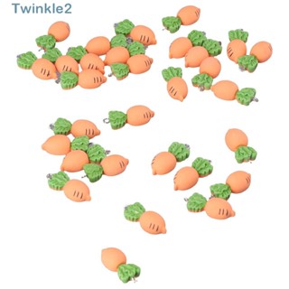 Twinkle จี้เรซิ่น รูปกระต่าย แครอท สีเขียว สีส้ม DIY 30 ชิ้น