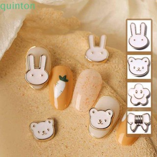 Quinton เครื่องประดับตกแต่งเล็บ โลหะผสม ลายการ์ตูนกระต่าย หมีน่ารัก DIY