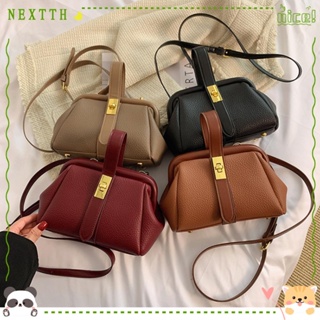 Nextth กระเป๋าถือ กระเป๋าสะพายไหล่ สะพายข้าง หนัง PU สีพื้น หรูหรา แฟชั่นสําหรับสตรี