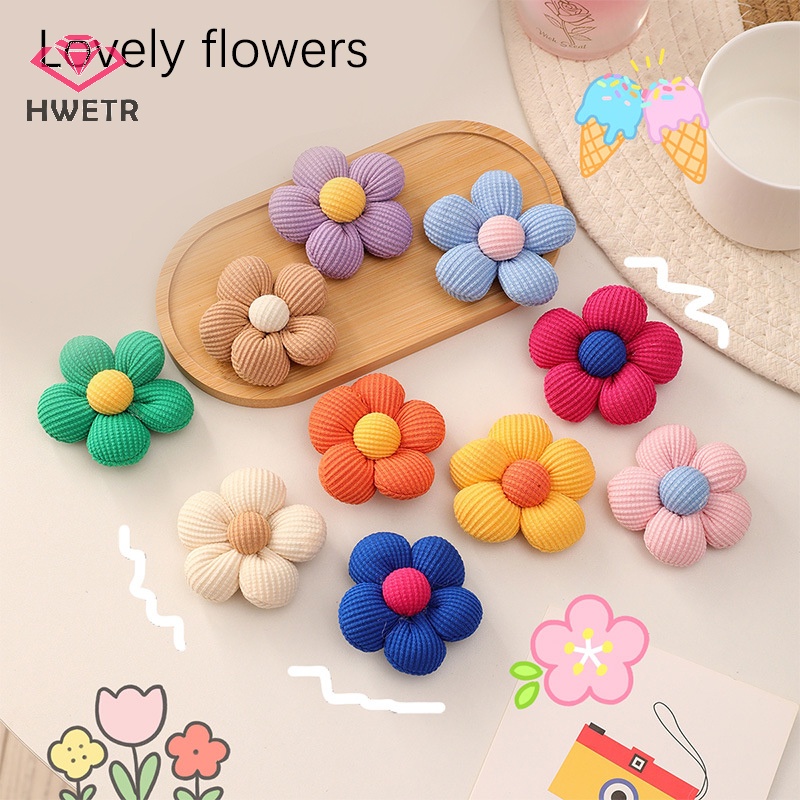 Hwetr แผ่นผ้า ลายดอกไม้น่ารัก แฮนด์เมด DIY สําหรับตกแต่งเสื้อผ้า กิ๊บติดผม