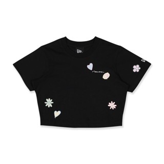 New Era เสื้อรุ่น WOMEN CROP TEE BOTANICAL BLACK