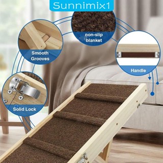 [Sunnimix1] ทางลาดไม้ แบบพกพา ปรับได้ สําหรับสัตว์เลี้ยง สุนัข ในร่ม