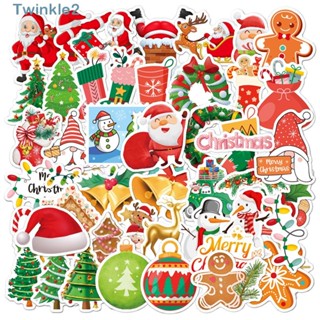 Twinkle สติกเกอร์ ลาย Merry Christmas สําหรับติดตกแต่งกระเป๋าเดินทาง กีตาร์ แล็ปท็อป 100 ชิ้น