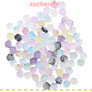 Suchenhd ลูกปัดแก้ว รูปดอกกุหลาบ คละสี 100 ชิ้น