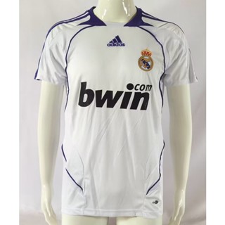 เสื้อกีฬาแขนสั้น ลายทีมฟุตบอล Real Madrid 07-08 AAA สไตล์วินเทจ ไซซ์ S-XXL