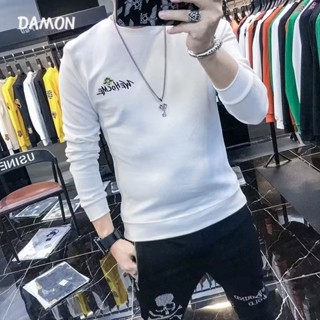 Damon เสื้อสเวตเตอร์ แขนยาวเสื้อคู่ เสื้อกันหนาว เสื้อฮู้ด หลวม ใส่สบายๆ 2023 NEW MWY2390KUL 37Z230913