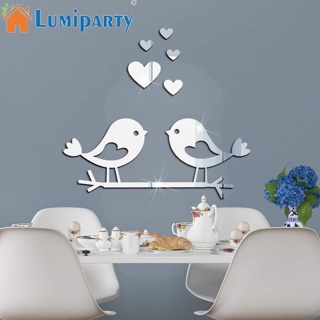 Lumiparty สติกเกอร์กระจกอะคริลิค รูปนก 3d มีกาวในตัว กันน้ํา สําหรับติดตกแต่งวันวาเลนไทน์ Diy