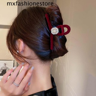 Mxfashione กิ๊บติดผมแฟชั่น รูปปลาฉลาม สีแดง ประดับมุก สําหรับผู้หญิง