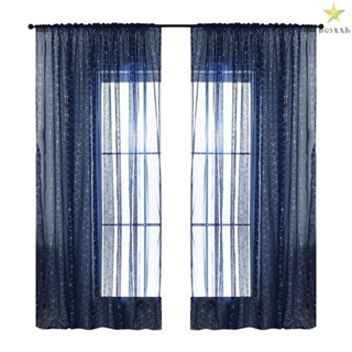 Dark Blue Window Curtain Set of 2 Panels Semi-Sheer Curtains Rod Pocket Room Darkening Curtains