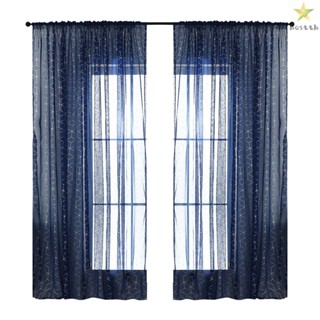 Dark Blue Window Curtain Set of 2 Panels Semi-Sheer Curtains Rod Pocket Room Darkening Curtains