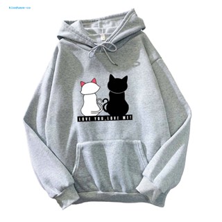Kisshave เสื้อกันหนาว มีฮู้ด พิมพ์ลายการ์ตูนแมว ให้ความอบอุ่น สําหรับผู้หญิง และผู้ชาย