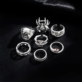 [highbuying] 7 ชิ้น / เซต แหวนงูพังก์ สําหรับผู้หญิง โกธิค แมงมุม ผู้ชาย แฟชั่น เครื่องประดับ ของขวัญ อุปกรณ์ใหม่ พร้อมส่ง