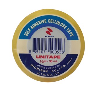 Unitape เทปใส แกน 1 นิ้ว 1/2 นิ้วx36 หลา (แพ็ค12ม้วน)  เทป