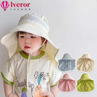 Lveror หมวกบังแดด ผ้าฝ้าย ป้องกันรังสียูวี แห้งเร็ว ขนาดใหญ่ สีพื้น แฟชั่นสําหรับเด็กผู้ชาย