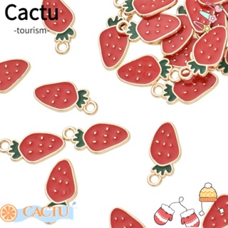 Cactu จี้สตรอเบอร์รี่ เคลือบสีทอง 8*18 มม. สําหรับงานฝีมือ DIY