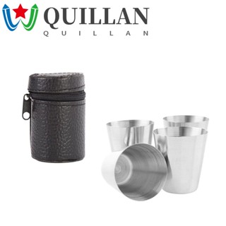 Quillan แก้วไวน์ เบียร์ วิสกี้ ถ้วย ใหม่ มินิ สีเงิน สเตนเลส 30 มล. แก้วเครื่องดื่ม เบียร์ ชา กาแฟ ถุง