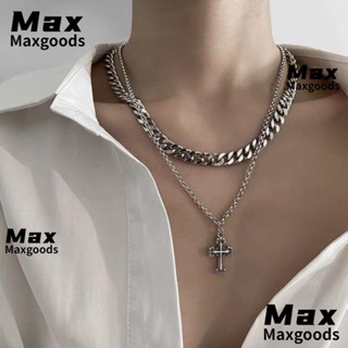 Maxg สร้อยคอโซ่ โลหะผสม จี้อัญมณี เพทาย คุณภาพสูง สไตล์พังก์ พังก์ สําหรับผู้ชาย