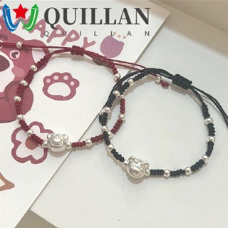 Quillan สร้อยข้อมือ เชือกถัก แฮนด์เมด ลายการ์ตูนหมี สตรอเบอร์รี่ ขนาดเล็ก ของขวัญ สําหรับผู้หญิง