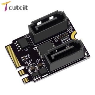 Tcuteit การ์ดอะแดปเตอร์ M.2 A+E ปุ่ม NGFF เป็น 2 พอร์ต SATA3.0 สําหรับไดรฟ์โซลิดสเตท PC คอมพิวเตอร์