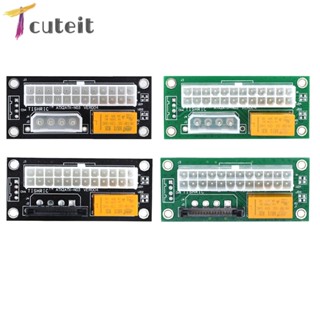 Tcuteit อะแดปเตอร์ซิงโครไนซ์พาวเวอร์ Add2psu ATX 24 Pin เป็น 4 Pin SATA Dual PSU 1 5 10 ชิ้น