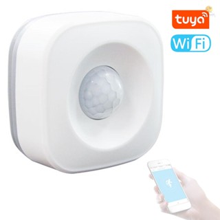 Tuya เครื่องตรวจจับการเคลื่อนไหว WiFi PIR 2.4GHz ไร้สาย 120° อุปกรณ์ตรวจจับมุมกว้าง รองรับการควบคุมผ่านแอพ สําหรับในบ้าน และกลางแจ้ง