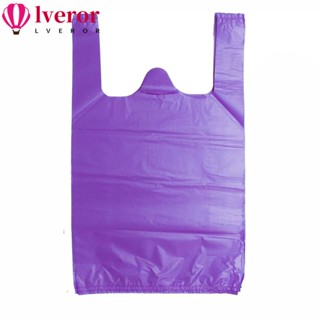 Lveror ถุงช้อปปิ้ง พลาสติก สีม่วง 12x20 นิ้ว ทนทาน 50 ชิ้น