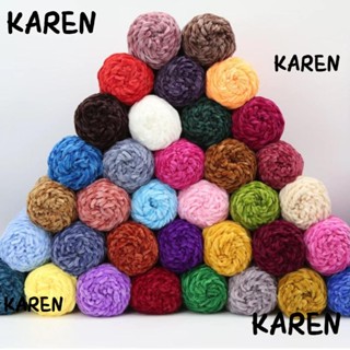 Karen ไหมพรมกํามะหยี่ สีทอง วัสดุเย็บผ้า 100 กรัม ไหมพรมบอล เส้นหนา แวววาว ด้ายผ้าฝ้าย กํามะหยี่หนา ถักไหมพรม ผ้าพันคอ เสื้อกันหนาว