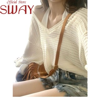 SWAY  เสื้อแฟชั่นผู้หญิง เสื้อแขนยาว คลุม ไหมพรม ครอปเสื้อแขนยาว  สบาย Comfortable Unique ทันสมัย A91K14M 36Z230909