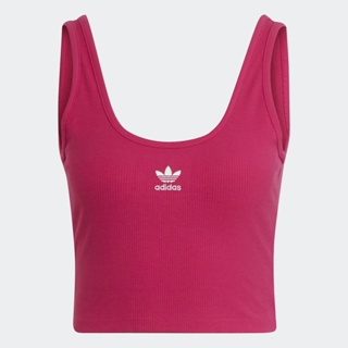 adidas ไลฟ์สไตล์ เสื้อกล้ามผ้าริบ Adicolor Essentials ผู้หญิง สีแดงเบอร์กันดี HG6164