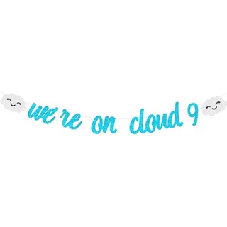 Cheereveal ป้ายแบนเนอร์ ลายเมฆ We are On Cloud 9 สําหรับตกแต่งห้องอาบน้ําเด็กผู้ชาย ผู้หญิง 9 ชิ้น