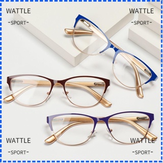 Wattle แว่นอ่านหนังสือ โลหะ ย้อนยุค ครึ่งกรอบ เลนส์ขยาย แว่นสายตา ออปติคอล