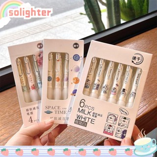 Solighter ปากกาลูกลื่นหมึกเจล 0.5 มม. พร้อมคลิปหนีบ 6 ชิ้น ต่อชุด